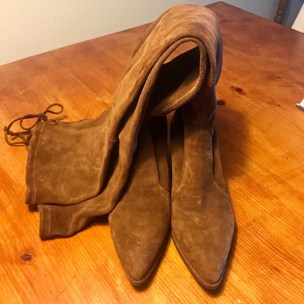 Stuart Weitzman Thighland Walnut Suede 6.5